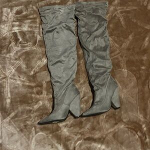 Gray Knee-High Women's Boots